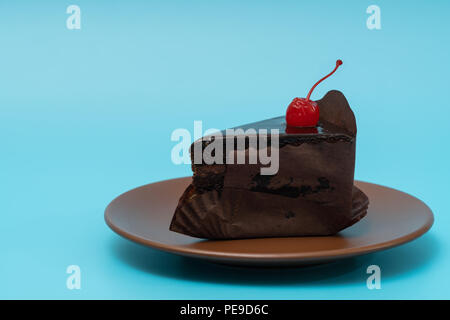 Scheibe der gourmet Schokolade Kuchen serviert auf einem Teller Stockfoto