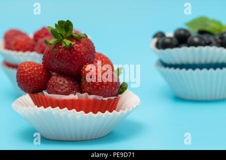 Close-up ein Teil der frischen saftigen Erdbeeren Stockfoto