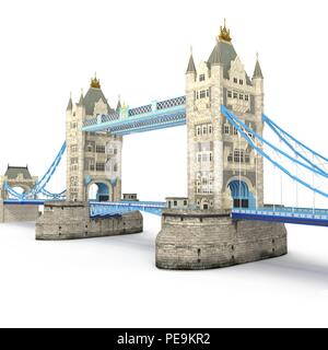 London Towerbridge Sehenswürdigkeit auf Weiß. 3D-Darstellung Stockfoto