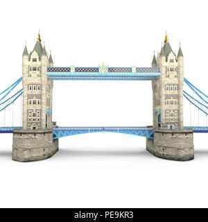 London Towerbridge Sehenswürdigkeit auf Weiß. 3D-Darstellung Stockfoto