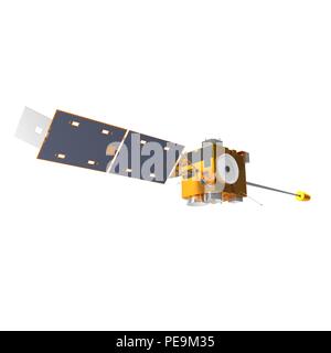 Wetter Satelliten auf weißem Hintergrund. 3D-Darstellung Stockfoto