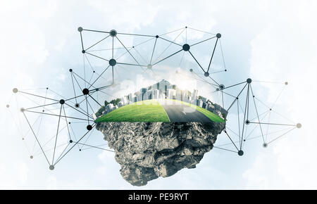 Konzept der modernen Netzwerktechnologien und Eco grün construc Stockfoto