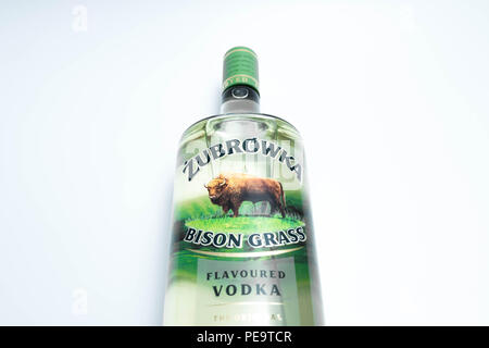 Flasche Alkohol Wodka Zubrowka bisons Gras Polen polnische infundiert Stockfoto