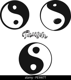 Satz von Hand gezeichnete Taoismus Symbole. Verschiedene religiöse historische Symbole von Hand bemalt. Vektor Zeichnung. Stock Vektor
