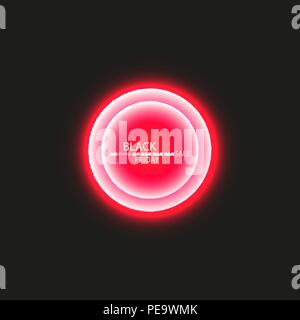 Schwarzer Freitag verkauf Poster oder Banner. Leuchtend bunte Kreis mit rotem Licht Effekt auf schwarz Zusammenfassung Hintergrund. Design Template für Shopping Stock Vektor