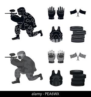 Sport, Spiel, Paintball, Wettbewerb. Paintball set Sammlung Icons in Schwarz, monochrom Stil vektor Symbol lieferbar Abbildung. Stock Vektor