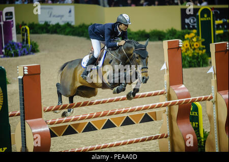 Rolex Weltcup Finale, Thomas und Mack Center, Las Vegas, Nevada, USA, April 2009. Jumping Final, Rodrigo Pessoa (BRA), Rufus Stockfoto