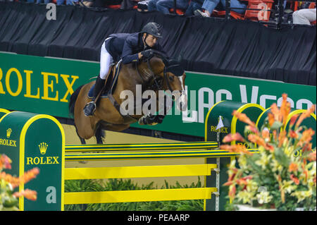 Rolex Weltcup Finale, Thomas und Mack Center, Las Vegas, Nevada, USA, April 2009. Jumping Final, Steve Guerdat (SUI), Tresor Stockfoto