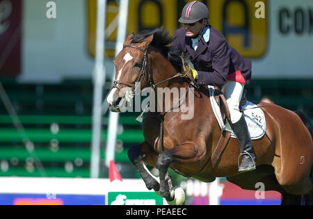 Die nationalen Spruce Meadows, Zeidler finanzielle Schale, Juni 2003, Gerardo Tazzer (MEX), Antigua RB Stockfoto