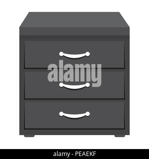 Büro Aktenschrank Symbol in Schwarzweiß-Stil auf weißem Hintergrund. Büro Möbel- und Innenausbau symbol Vektor Illustration. Stock Vektor