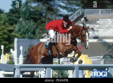 CSIO La Baule, Mai 1993, Michael Whitaker (GBR) Reiten meine Messieur Stockfoto