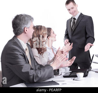 Business Team für die Taten der Präsidentenfamilie Lautsprecher an einem Business Präsentation Stockfoto