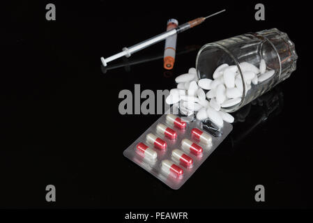 Medikamente mit Diabetes Spritze Stockfoto