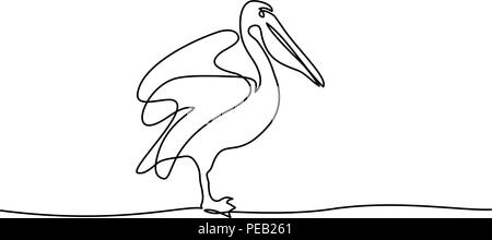 Kontinuierliche eine Linie zeichnen. Pelikan minimalistischen Symbol. Logo der Pelican. Vector Illustration Stock Vektor