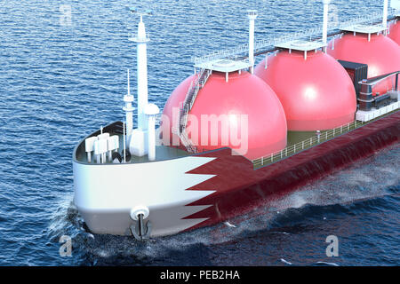 Kuwait gas Tanker Segeln im Ozean, 3D-Rendering Stockfoto