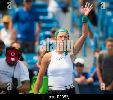 Cincinnati, Ohio, USA. August 13, 2018 - Victoria Azarenka aus Weißrussland in Aktion in der ersten Runde an der Westlichen und Südlichen öffnen 2018 WTA Premier 5 Tennis Turnier. Cincinnati, Ohio, USA, August 13th, 2018. Quelle: AFP 7/ZUMA Draht/Alamy leben Nachrichten Stockfoto