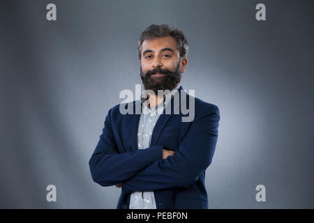 Edinburgh, Großbritannien. 14. August 2018. Prayaag Akbar, der indische Schriftsteller, dargestellt an der Edinburgh International Book Festival. Edinburgh, Schottland. Bild von Gary Doak/Alamy leben Nachrichten Stockfoto