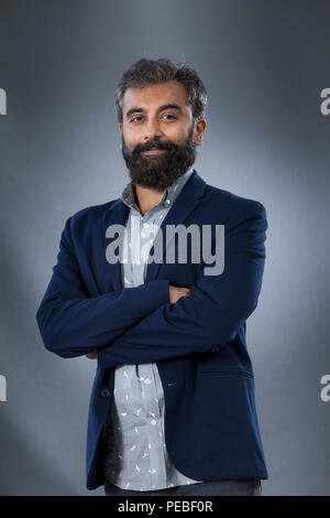 Edinburgh, Großbritannien. 14. August 2018. Prayaag Akbar, der indische Schriftsteller, dargestellt an der Edinburgh International Book Festival. Edinburgh, Schottland. Bild von Gary Doak/Alamy leben Nachrichten Stockfoto