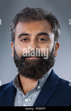 Edinburgh, Großbritannien. 14. August 2018. Prayaag Akbar, der indische Schriftsteller, dargestellt an der Edinburgh International Book Festival. Edinburgh, Schottland. Bild von Gary Doak/Alamy leben Nachrichten Stockfoto