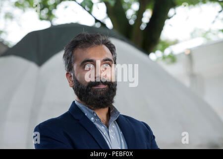 Edinburgh, Großbritannien. 14. August 2018. Prayaag Akbar, der indische Schriftsteller, dargestellt an der Edinburgh International Book Festival. Edinburgh, Schottland. Bild von Gary Doak/Alamy leben Nachrichten Stockfoto