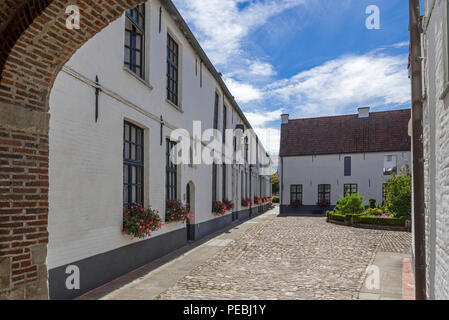 Häuser Weiß Beginen" im Hof der Beginenhof von Oudenaarde, Ostflandern, Belgien Stockfoto