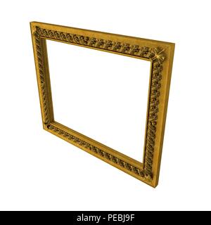 Gold vintage Frame auf Weiß isoliert. 3D-Darstellung Stockfoto