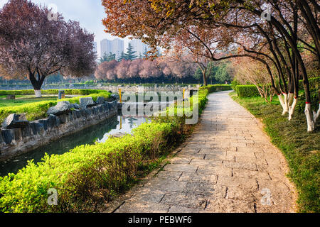 Frühling Morgen in der Xin Jihuan Park, Xi'an, Shaanxi ProvinceChina Stockfoto