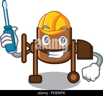 Automotive Betonmischer Maskottchen Karikatur Stock Vektor