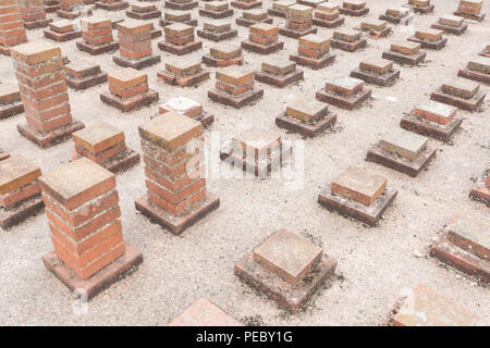 Fußbodenheizung, Wroxeter's Badehaus, Shropshire, Großbritannien Stockfoto