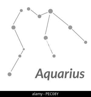 Die Water-Bearer Wassermann singen. Star constellation Element. Zeitalter des Wassermanns Sternbild Sternzeichen Symbol auf weißem Hintergrund. Stockfoto