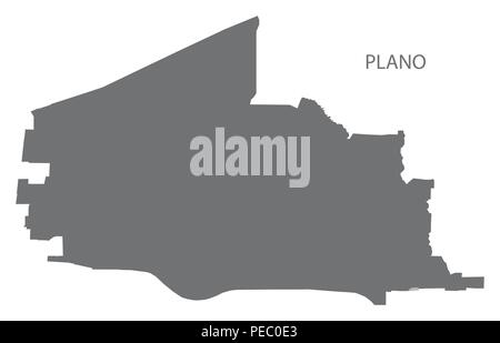 Plano Texas City Karte grau Abbildung silhouette Form Stock Vektor