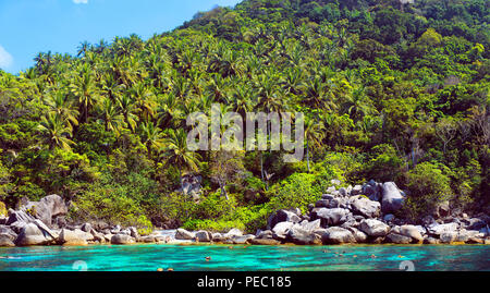 Blick auf die Insel Koh Tao Mango Bay am Golf von Siam. Stockfoto