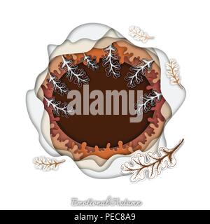 Emotionale Herbst Hintergrund, Illustration Hand gezeichnet von schönen Eichenlaub im trendigen Origami tief Paper Art Carving Stil. Design für Herbst und Fal Stock Vektor