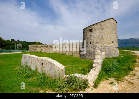 Dreieckige venezianische Festung an der Vivar Canal, Butrint National Park, in Saranda, Albanien Qark Vlora Stockfoto