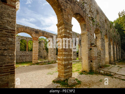 Große Basilika, antiken Stadt Butrint, Nationalpark Butrint, in Saranda, Albanien Qark Vlora Stockfoto