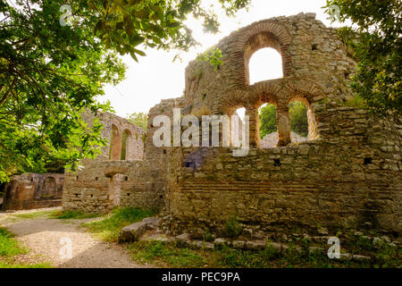 Große Basilika, antiken Stadt Butrint, Nationalpark Butrint, in Saranda, Albanien Qark Vlora Stockfoto