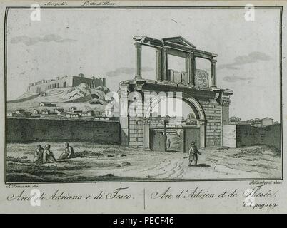 Arco di Adriano e di Teseo - Pomardi Simone - 1820. Stockfoto