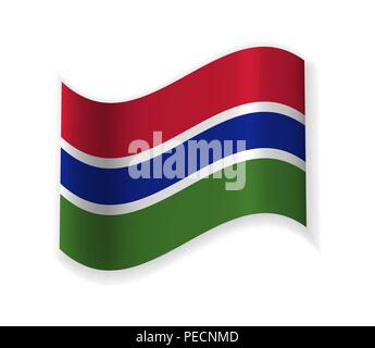 Flagge des Gambia. Ein Land in Westafrika. Vector Illustration. Die Hauptstadt Banjul Stock Vektor