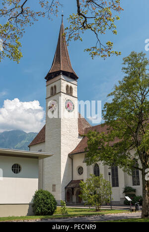 Evangelische Kirche (Schlosskirche) in Interlaken, Schweiz Stockfoto