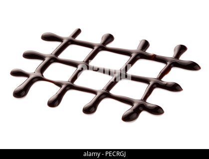 Sauce Schokolade. Heiße süße Flüssigkeit. Welle isoliert auf weißem Hintergrund. Stockfoto