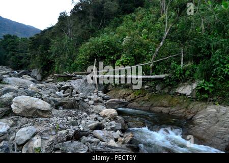 Brücke in LA ZUNGA - Ecuador Grenze - San Ignacio - Departement Cajamarca PERU Stockfoto