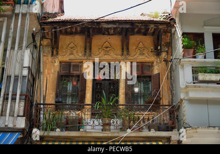 Terras, Wohnhaus, Altstadt, Hanoi, Vietnam Stockfoto