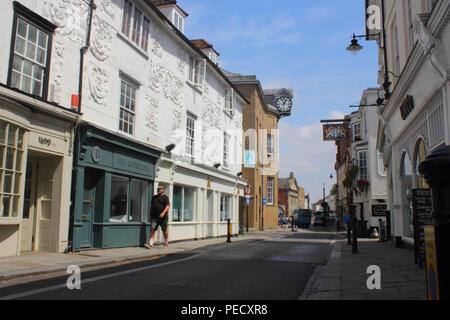 Putz, Fore Street, Hertford Stadtzentrum, Hertfordshire, Großbritannien (als Standort in die 2018 BBC-Drama "ein sehr Englisch Skandal") Stockfoto