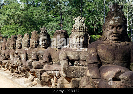 Das Südtor (Ausschnitt, Angkor Thom, Siem Reap, Kambodscha Stockfoto