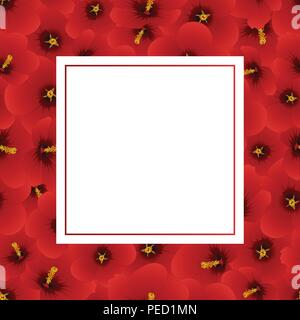 Red Hibiscus syriacus - stieg von Sharon Banner Karte. Vector Illustration. Stock Vektor