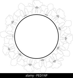 Vanda Miss Joaquim Orchid Umrisse Banner Kranz. Singapur nationale Blume. Vector Illustration. Stock Vektor