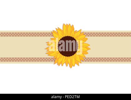 SSunflower ribbon gepunktete Linie dekoration Vektor-illustration EPS 10. Stock Vektor