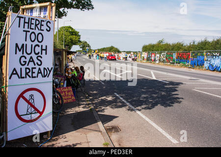 Anti-fracking Proteste gegen Cuadrilla an wenig Plumpton, Blackpool. Stockfoto