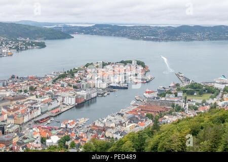 Luftaufnahme von Bergen, Norwegen. Stockfoto