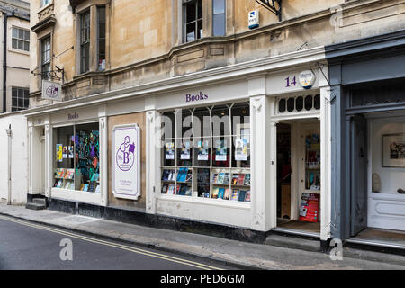 Außenansicht von Mr B's Book Emporium, John Street, City of Bath, Somerset, England, VEREINIGTES KÖNIGREICH Stockfoto